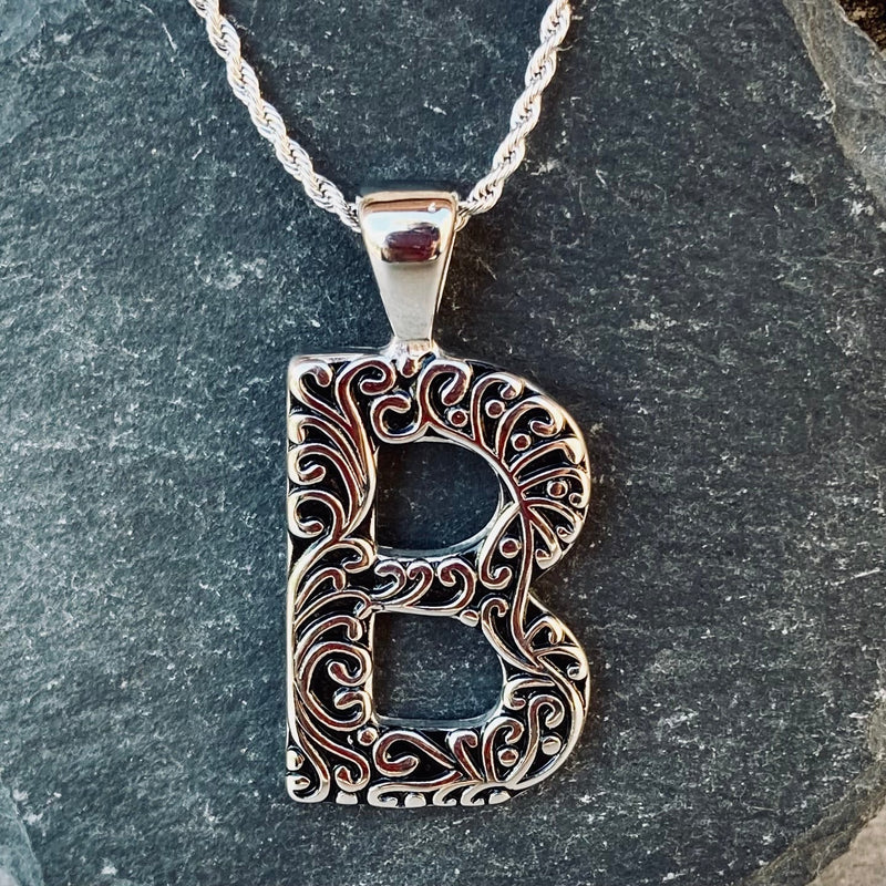 SANITY JEWELRY® B / 16" Stainless Steel Classic Chain Ladies Letter Pendants