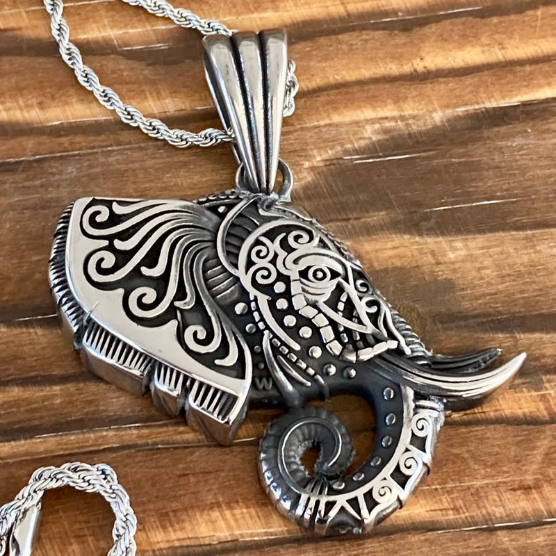 Sanity Jewelry Babar - Elephant - Pendant & Rope Necklace or Omega - PEN737