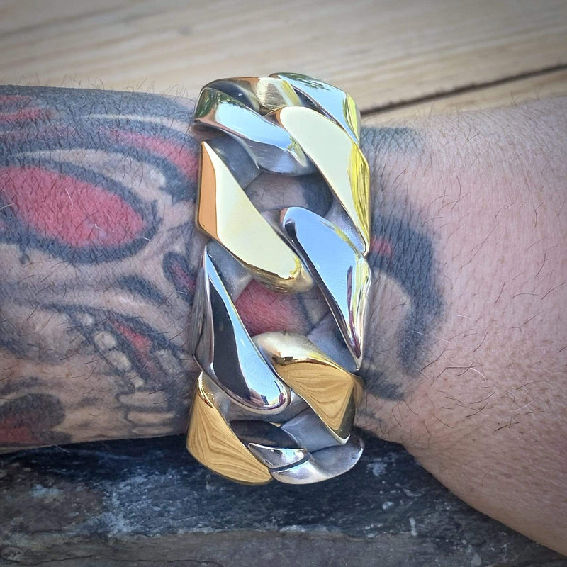 Sanity Jewelry Bracelet Bagger Bracelet - Gold & Silver Stainless - 1.25" Wide- The Classic - B26