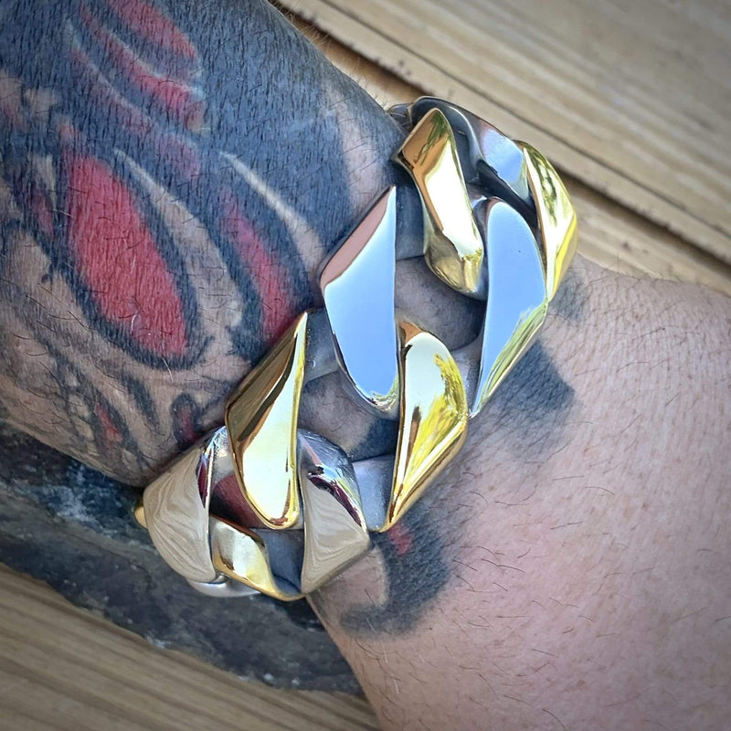 Sanity Jewelry Bracelet Bagger Bracelet - Gold & Silver Stainless - 1.25" Wide- The Classic - B26