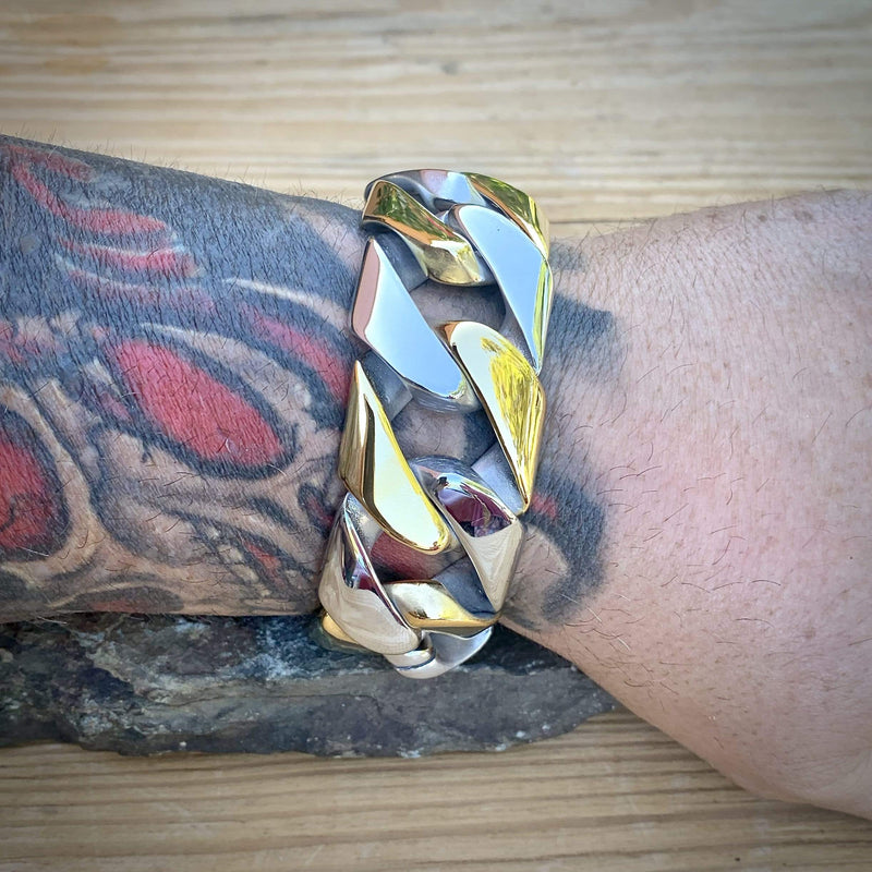 Sanity Jewelry Bracelet Bagger Bracelet - Gold & Silver Stainless - 1.25" Wide- The Classic - B26