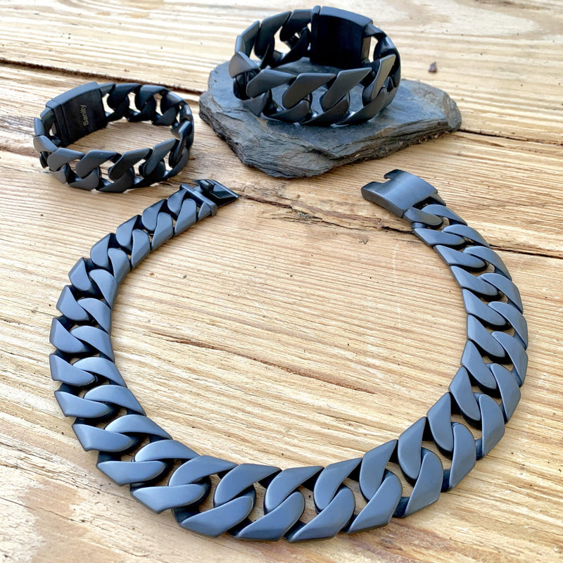 Sanity Jewelry Bracelet Bagger Bracelet - Matte Black - 1" Wide- The Custom - B21