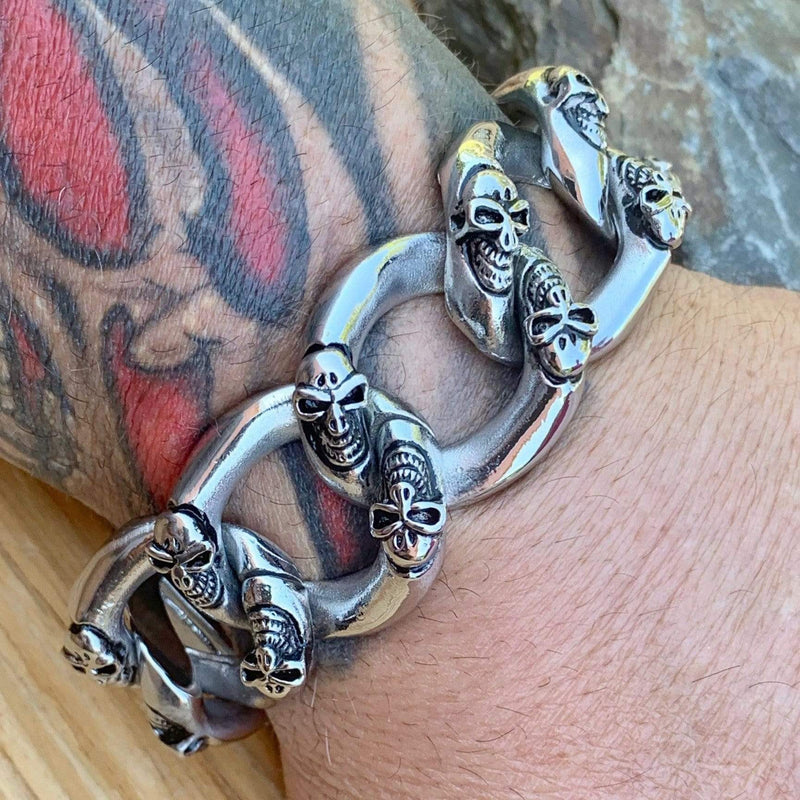 Sanity Jewelry Bracelet Bagger Bracelet - Skull ChainGang - Classic - 1.25" Wide - B34