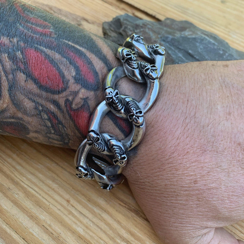Sanity Jewelry Bracelet Bagger Bracelet - Skull ChainGang - Classic - 1.25" Wide - B34