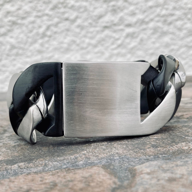 Sanity Jewelry Bracelet Bagger Bracelet - Two Tone Brushed Stainless/Matte Black - 1.25" Wide- The Classic - B17
