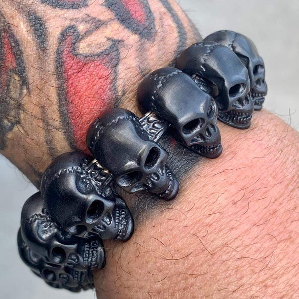 Sanity Jewelry Bracelet BLACK HILLS - SKULL BRACELET - MATTE BLACK SKULLS - B36