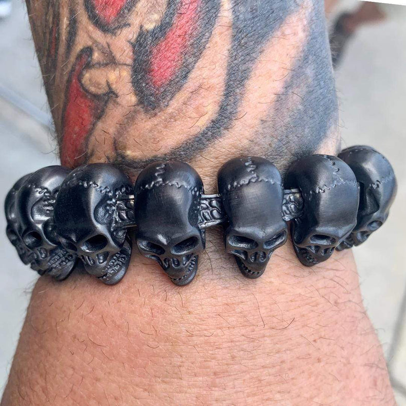 Sanity Jewelry Bracelet BLACK HILLS - SKULL BRACELET - MATTE BLACK SKULLS - B36