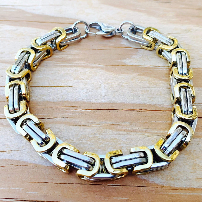 Sanity Jewelry Bracelet Bracelet - DAYTONA BEACH DELUXE - GOLD & STEEL - 1/4 inch wide - B43