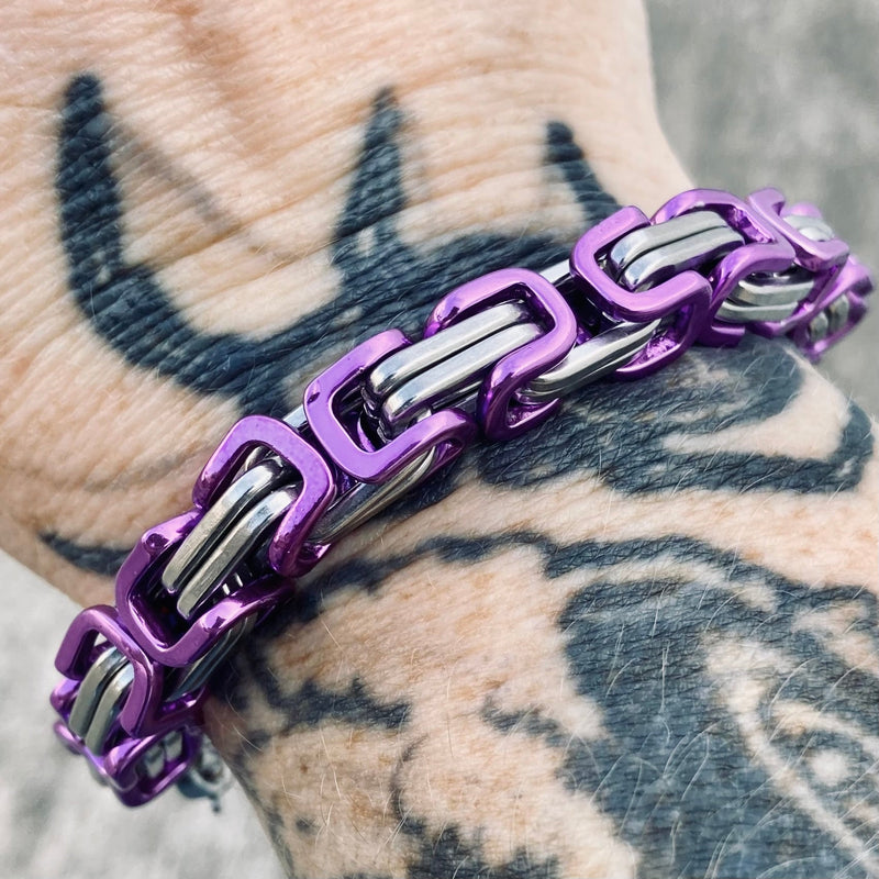 Sanity Jewelry Bracelet Bracelet - DAYTONA BEACH DELUXE - Purple & Silver - 1/4 inch wide - B30