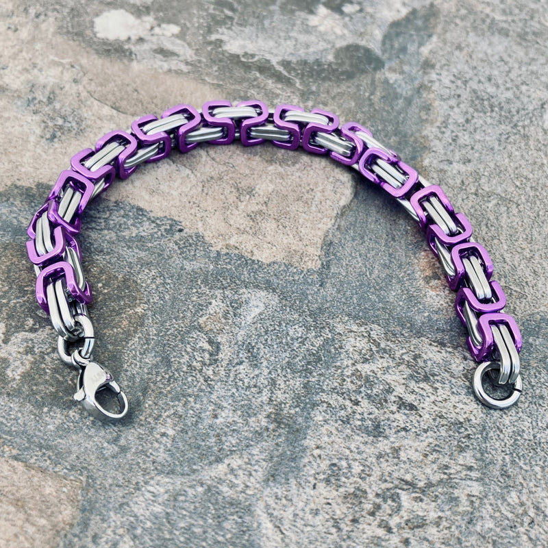 Sanity Jewelry Bracelet Bracelet - DAYTONA BEACH DELUXE - Purple & Silver - 1/4 inch wide - B30