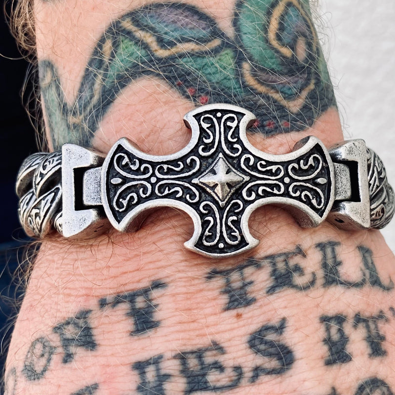 Sanity Jewelry Bracelet Crusader's Bracelet - The Templar - Brushed Stainless - B110