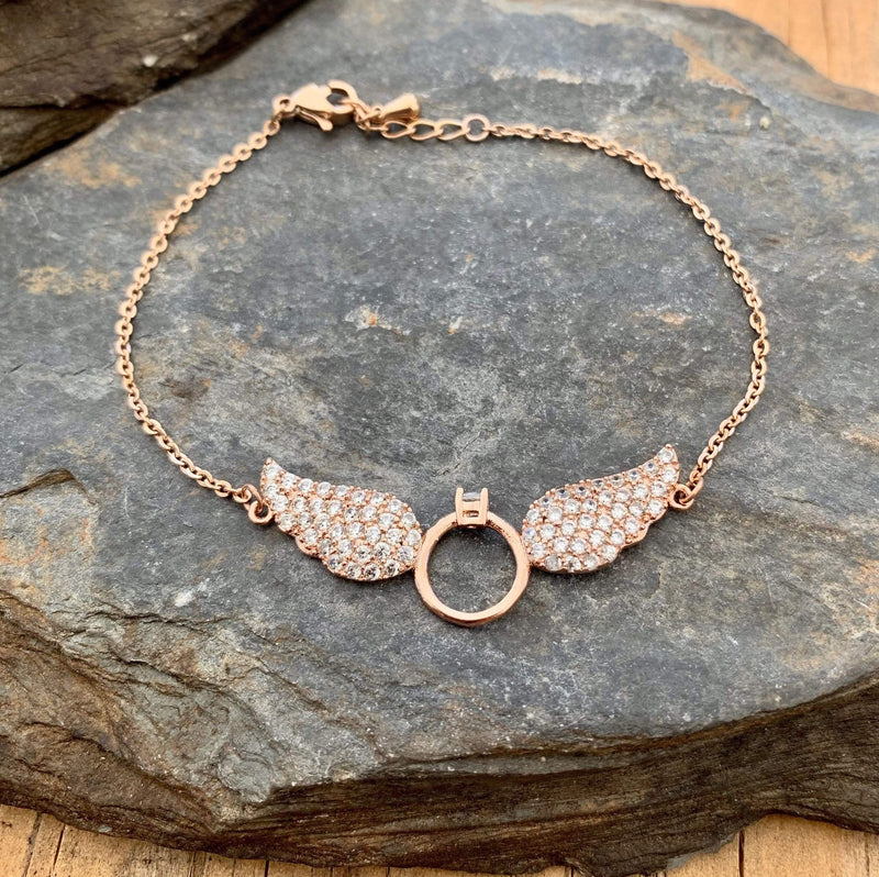 Sanity Jewelry Bracelets Angel Wings Petite Bracelet - Rose Gold - LAN032B