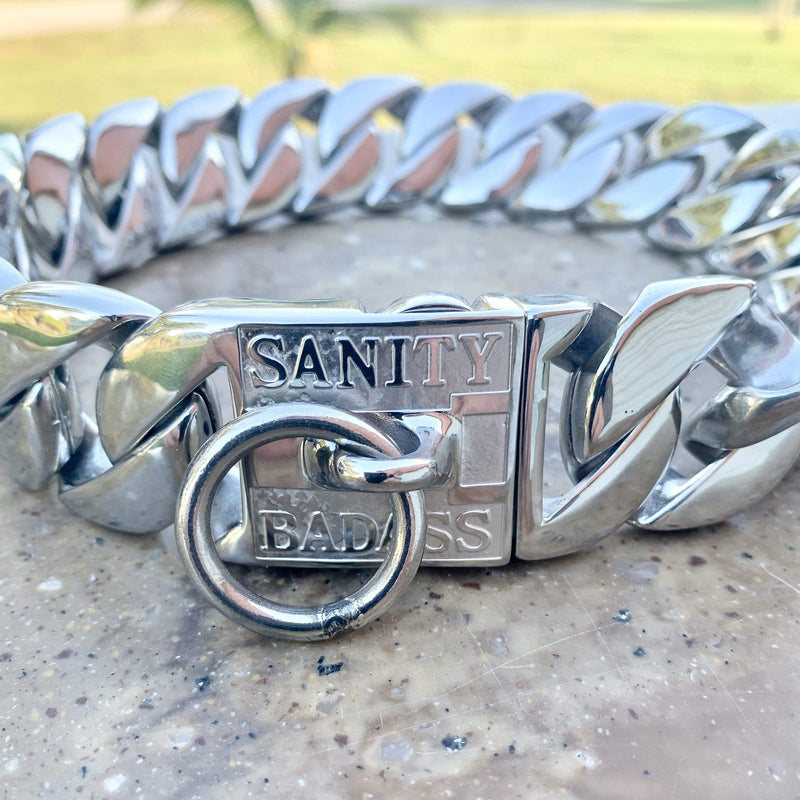 Sanity Jewelry Dog Collar / Dog Chain "Dog Collar" - Sanity's BadAss Classic - 1.25" wide - Lengths 18, 20, 22&24" D91