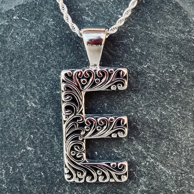 SANITY JEWELRY® E / 16" Stainless Steel Classic Chain Ladies Letter Pendants