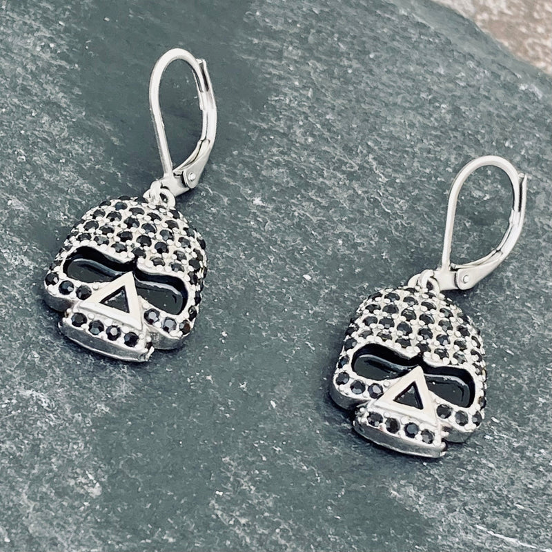 Sanity Jewelry Earrings Bling Skull Earrings - Black Stone - Wire - SK2594E