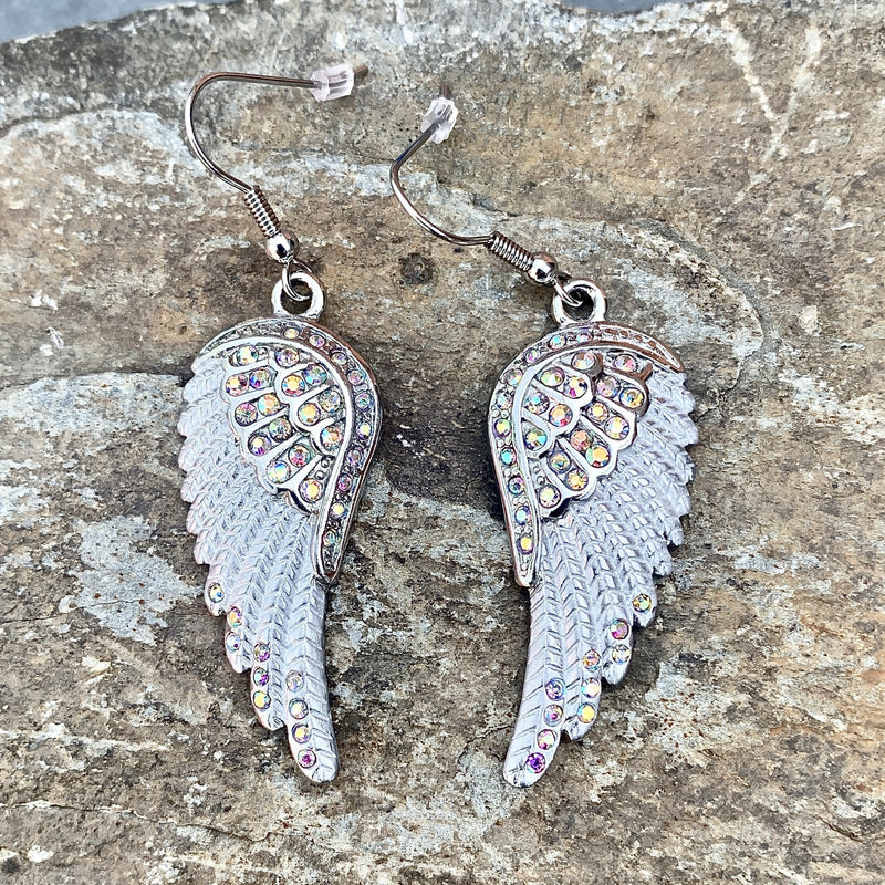 Sanity Jewelry Earrings "Crystal Angel Wings" Earrings - Rainbow Stones -  SK2254E