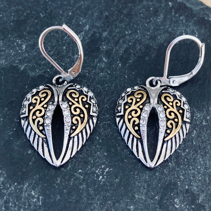 Sanity Jewelry Earrings "Mini Angel Wings" Earrings - Double Silver & Gold Bling - SK2533E