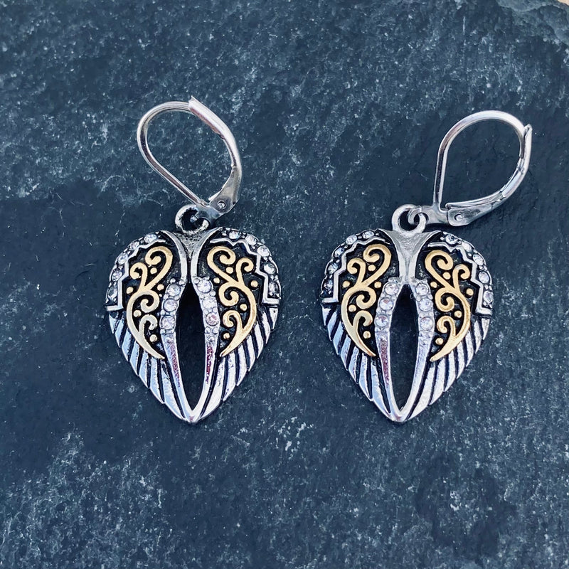 Sanity Jewelry Earrings "Mini Angel Wings" Earrings - Double Silver & Gold Bling - SK2533E