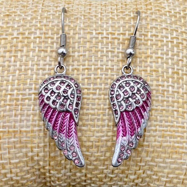 Sanity Jewelry Earrings "Mini Angel Wings" Earrings - Pink Bling - SK2538E