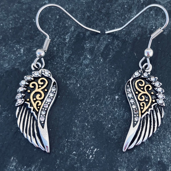 Sanity Jewelry Earrings "Mini Angel Wings" Earrings - Silver & Gold Bling -  SK2534E