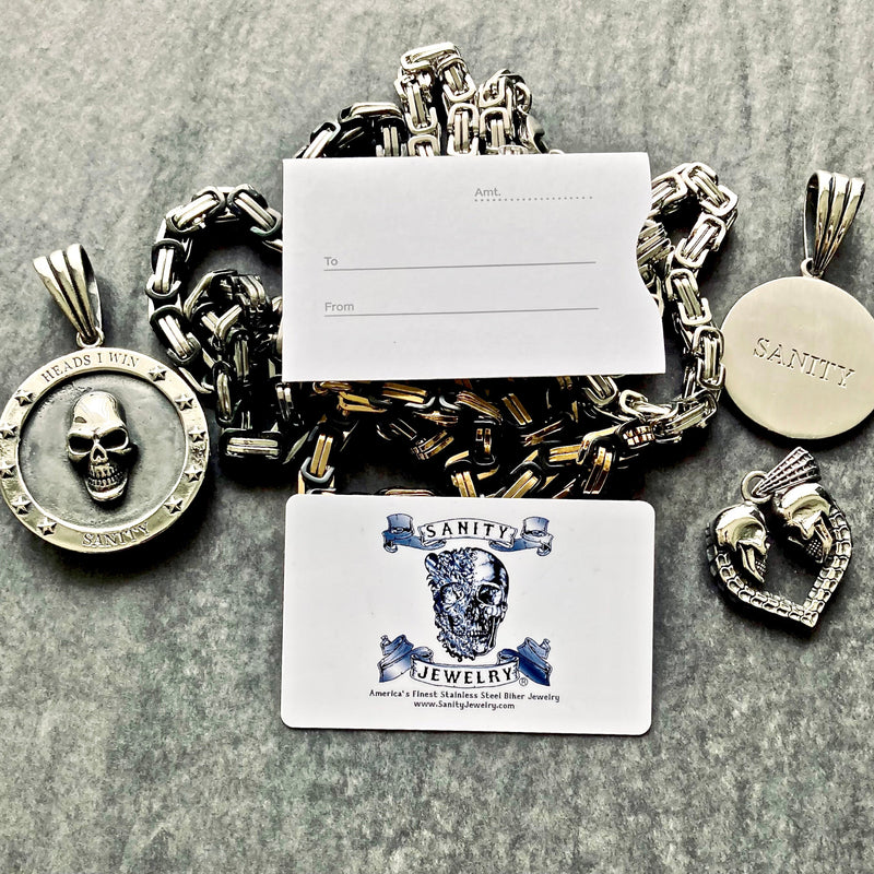 Sanity Jewelry Gift Cards " "A Gift of Good Taste" " Email-Gift Certificates- Sanity Jewelry - Any Denomination!