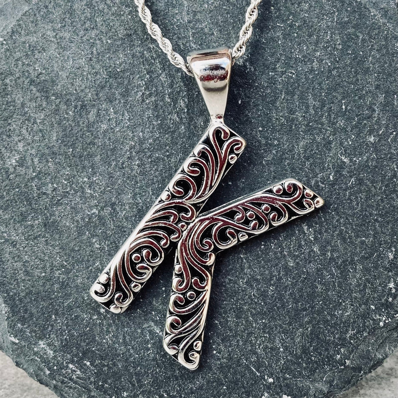 SANITY JEWELRY® K / 16" Stainless Steel Classic Chain Ladies Letter Pendants