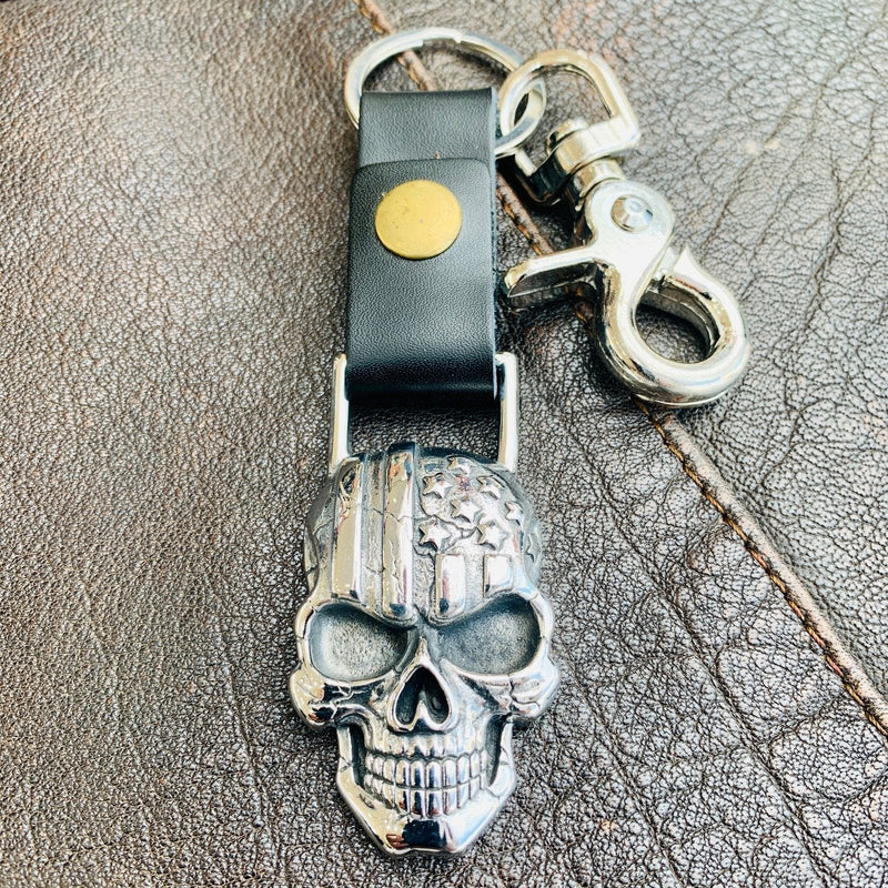 Sanity Jewelry Key Chain American Flag Skull Keychain - KC16