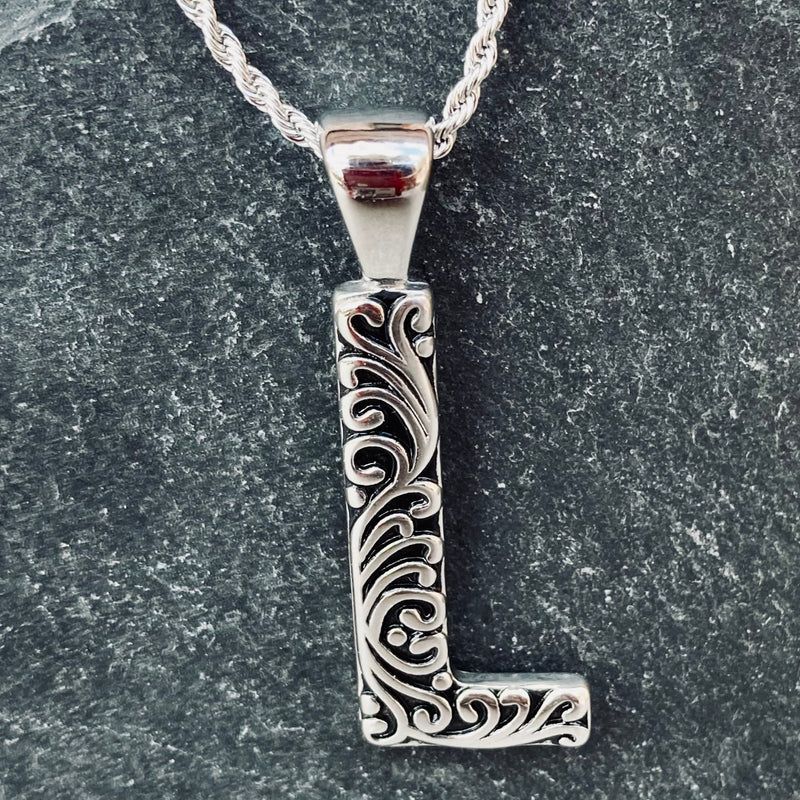 SANITY JEWELRY® L / 16" Stainless Steel Classic Chain Ladies Letter Pendants