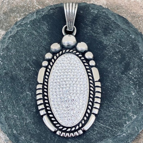 Sanity Jewelry Ladies Necklace "Crystal Oval" - Snow White - Pendant with Rope Chain or Omega - SK2602