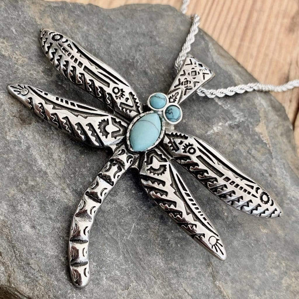Sanity Jewelry Ladies Necklace "Dragonfly Turquoise" with Rope Chain SK2530