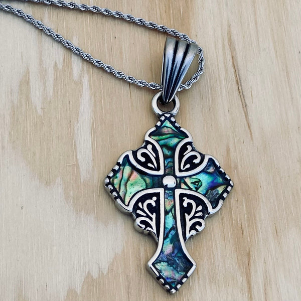 Sanity Jewelry Ladies Necklace Sea Shell - Cross - Medieval -  Pendant with Classic Rope Chain or Omega SK2599