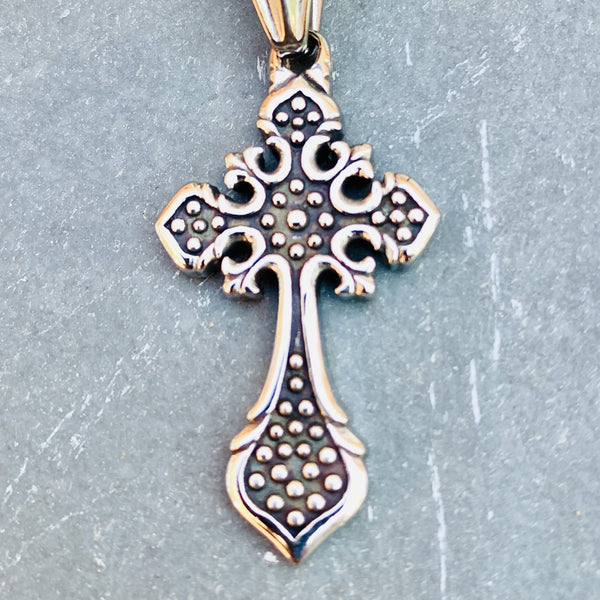 Sanity Jewelry Ladies Necklace "The Queens Cross" - Larger Cross- 2.75 inches tall - PEN712 & Classic Rope Chain or Omega
