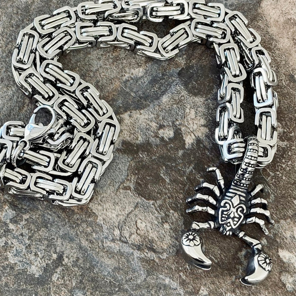 Sanity Jewelry Necklace 22” Silver "Sanity's Combo" - Small Scorpion Pendant & Necklace (453)