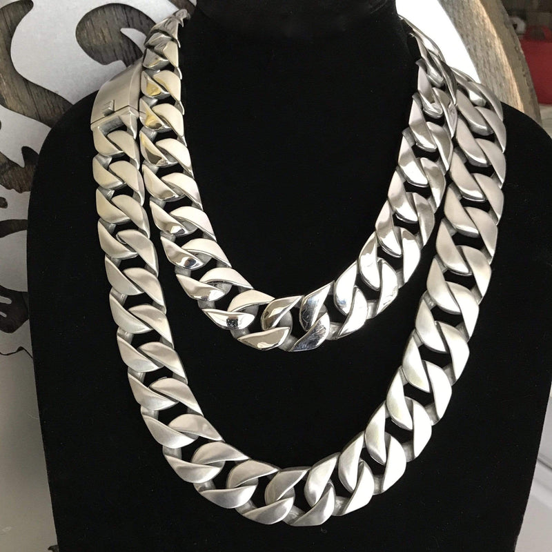 Sanity Jewelry Necklace Bagger Necklace - Brushed Stainless - 1" Wide- The Custom B21N
