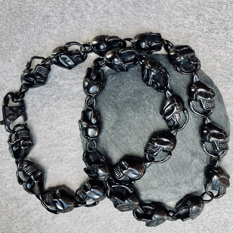 Sanity Jewelry Necklace HellRide - Skull Necklace - Black Stainless Steel