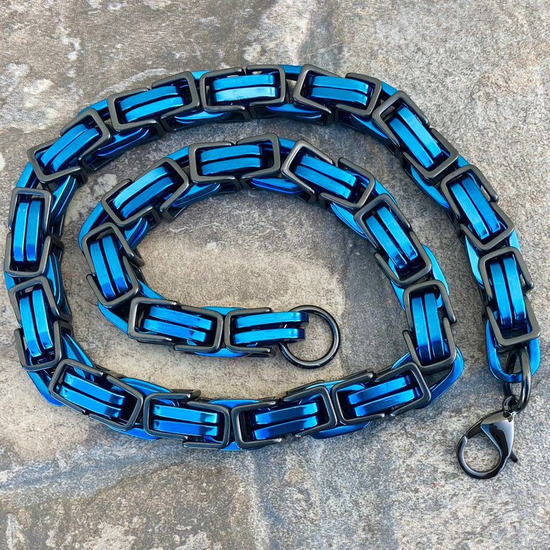 Sanity Jewelry Necklace Necklace - Black & Blue Stainless - Daytona Beach CVO 1 inch wide