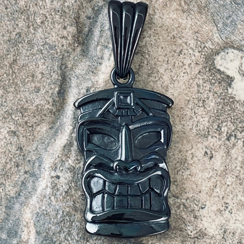 Sanity Jewelry Necklace "Sanity's Combo" - Tiki Man Skull - Black - (301) & Daytona Beach Chain 1/4 inch wide