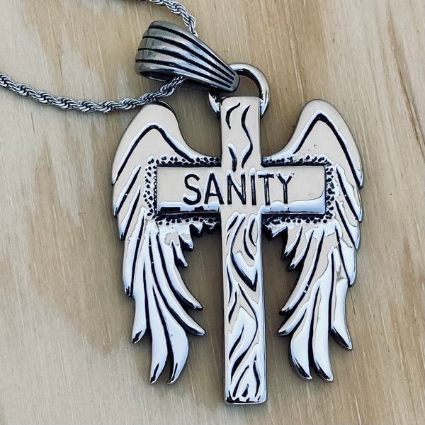 Sanity Jewelry Necklace Sanity Wing Cross - Pendant with Classic Rope Chain or Omega - SK2600