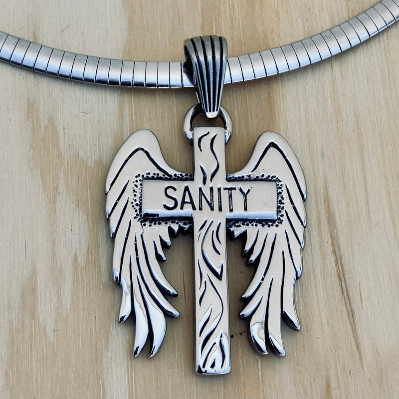 Sanity Jewelry Necklace Sanity Wing Cross - Pendant with Classic Rope Chain or Omega - SK2600