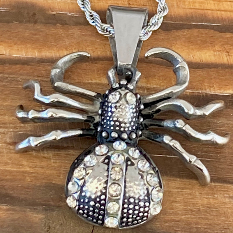Sanity Jewelry Pendant Bling Spider Pendant - Rope Chain or Omega - PEN720