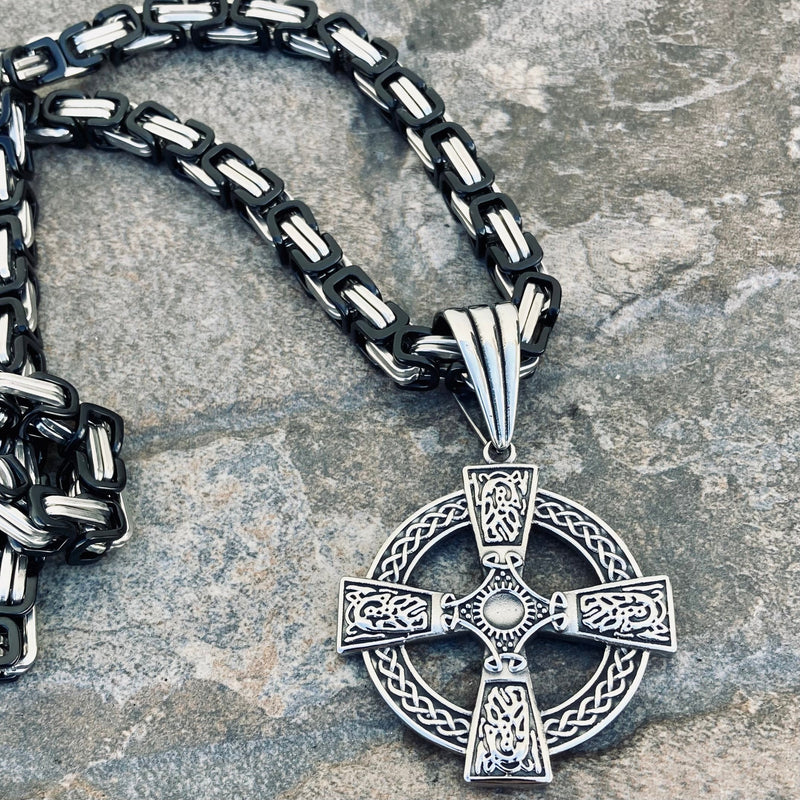 Sanity Jewelry Pendant "Sanity's Combo" - Viking - Celtic Cross (796) & Daytona Beach Chain 1/4 inch wide