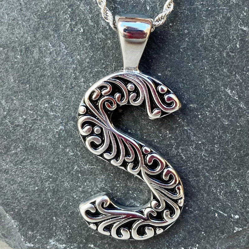SANITY JEWELRY® S / 16" Stainless Steel Classic Chain Ladies Letter Pendants