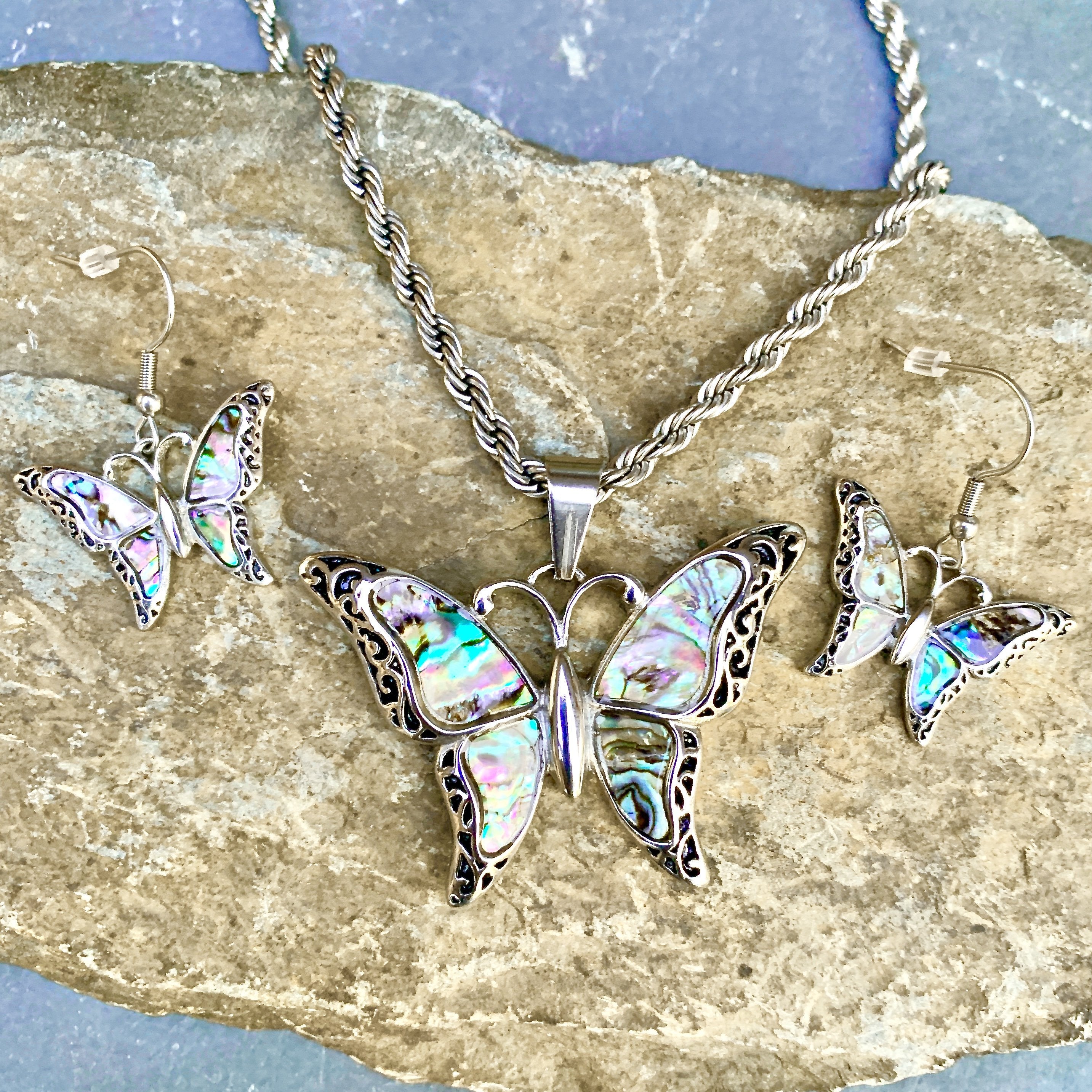 Sea Shell Butterfly Rope Necklace