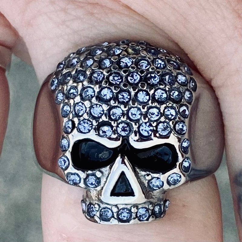 Sanity Jewelry Skull Ring Bling Skull Ring - Blue - Sizes 4-12 - R147