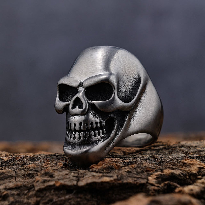 Sanity Jewelry Skull Ring Bone Crusher Collection - Jimmy XL - Skull Ring - Brushed - Sizes 10-18 - R183
