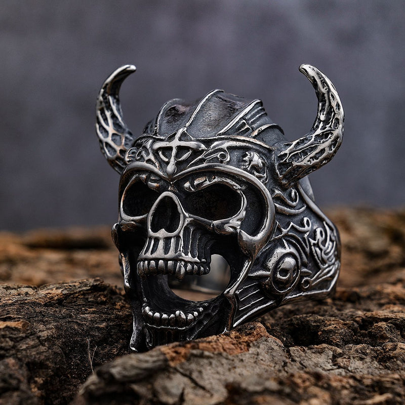 Sanity Jewelry Skull Ring Bone Crusher Collection - Valhalla Viking Skull - Sizes 8-16 - R18