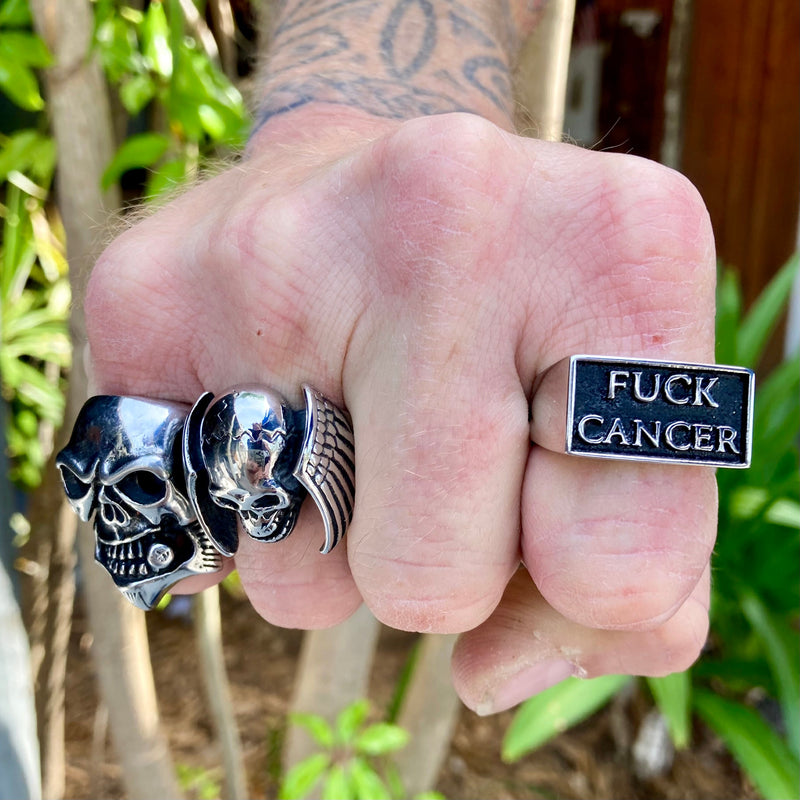Sanity Jewelry Skull Ring Cancer - F**k Cancer Ring - Sizes 6-16  - R20