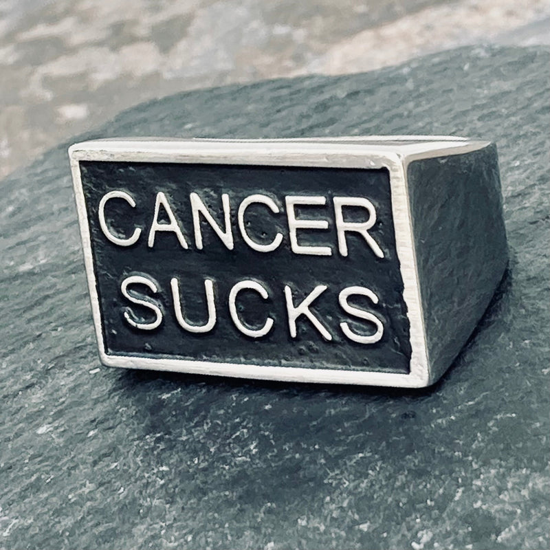 Sanity Jewelry Skull Ring Cancer Sucks Ring - Sizes 6 - 16  - R21