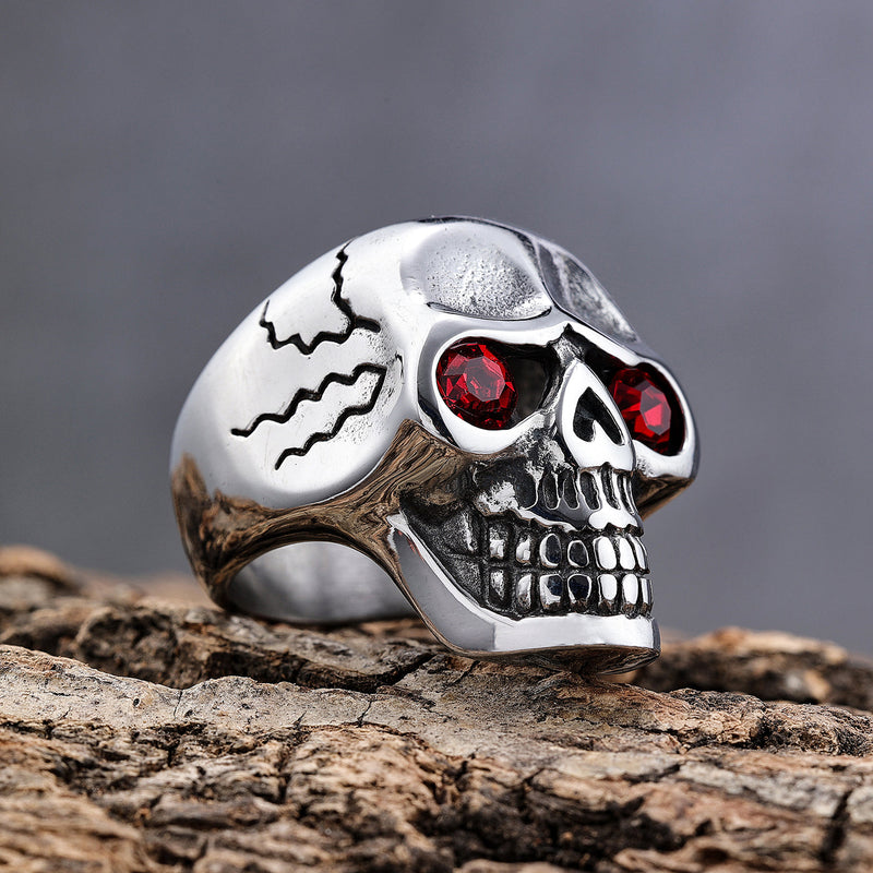 Sanity Jewelry Skull Ring Captain Jack's Red Eye Skull Ring - Sizes 9-17 - R23