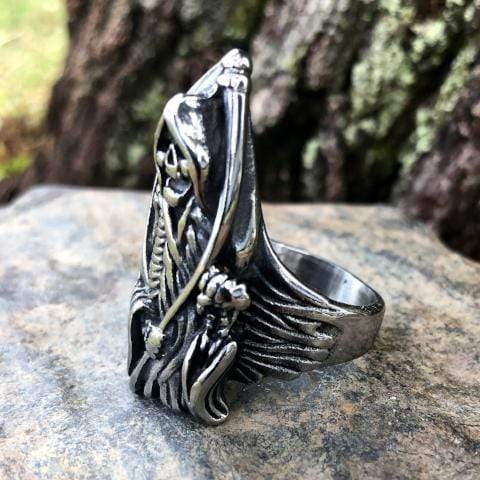 Sanity Jewelry Skull Ring Grim Reaper with Scythe Ring - Sizes 5-20 - R36